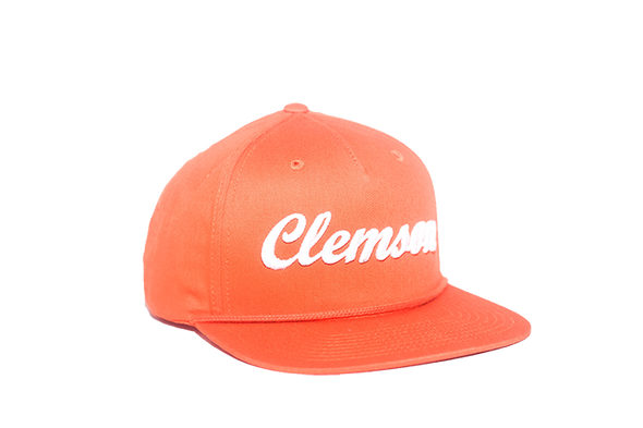 Clemson University Cursive Retro Snapback Hat - Orange