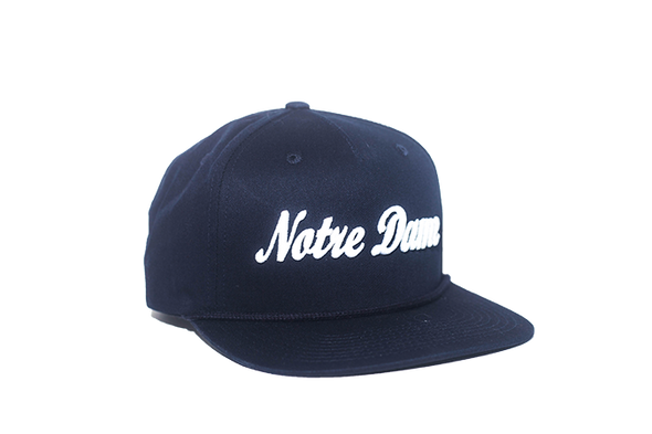 University of Notre Dame Cursive Retro Snapback Hat – Blue